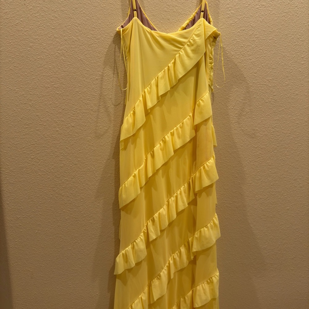 Yellow Ruffled Women's Dress - Picture 3 of 4